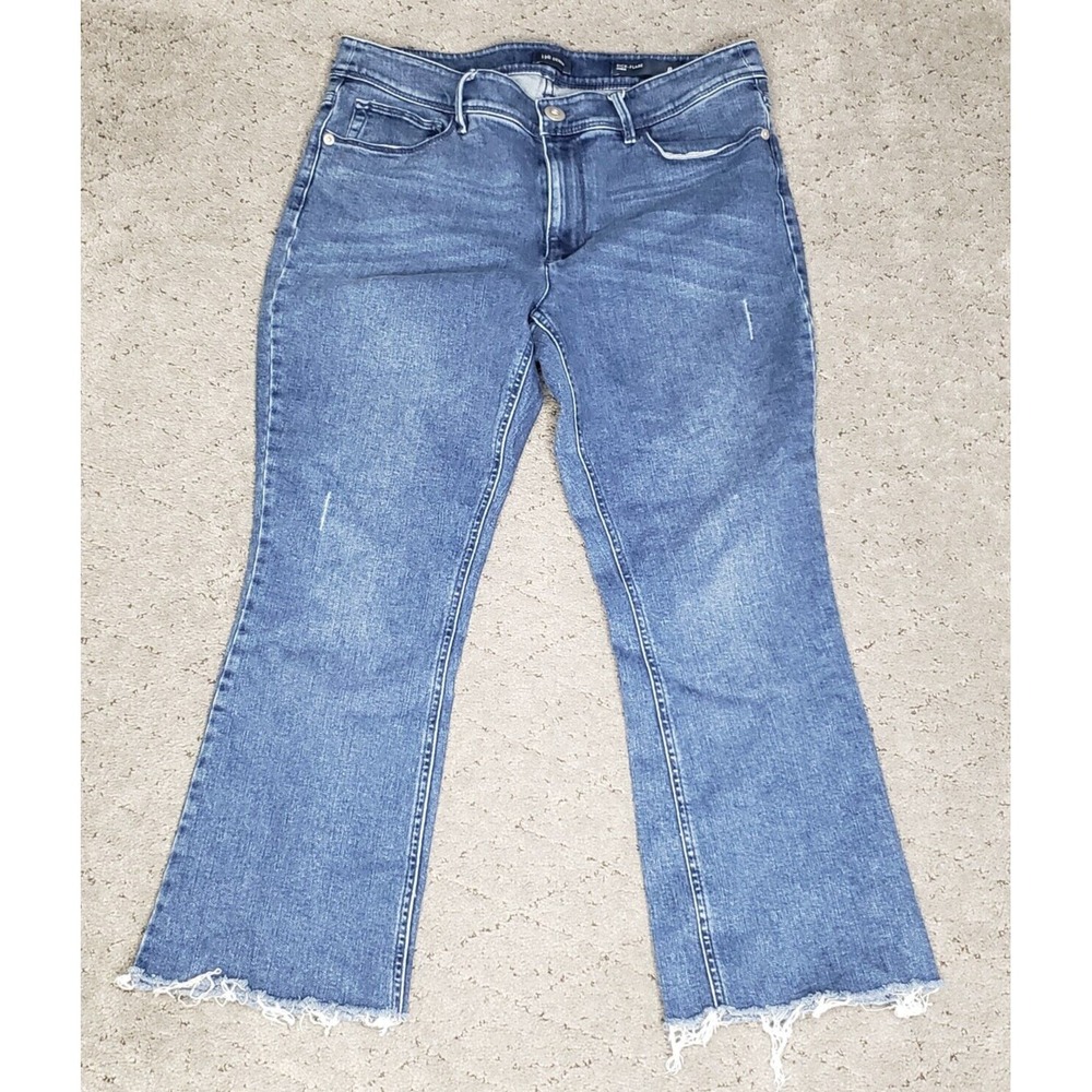 J Jill Jeans Womens Size 8P Blue Kick‎ Flare Cutoff Crop Stretch Denim Raw Hem